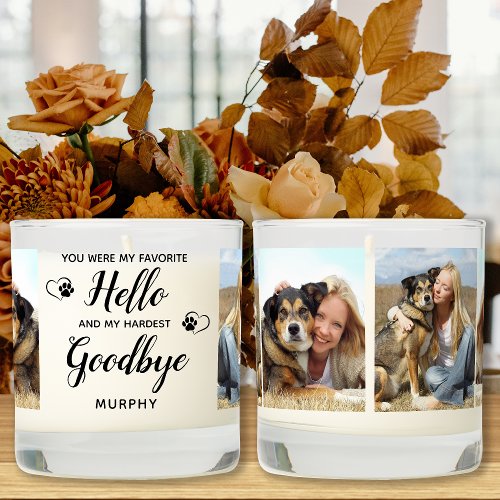 Favorite Hello Custom 4 Photo Pet Dog Memorial Scented Candle