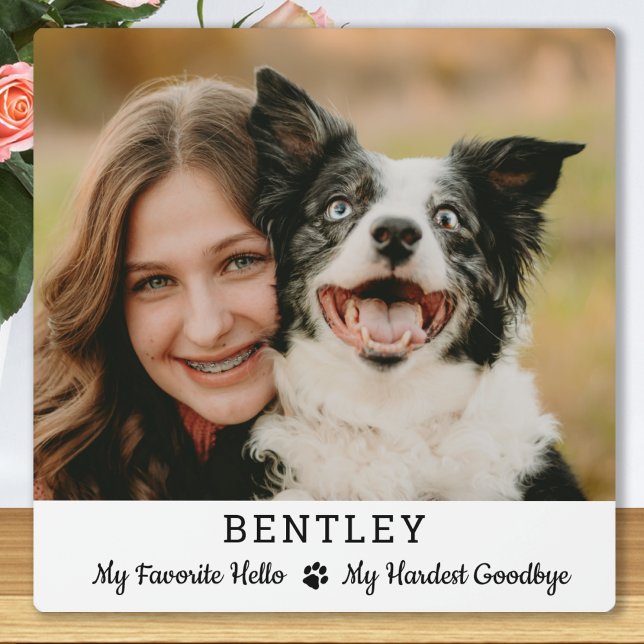 Favorite Hello Custom Dog Photo Pet Memorial Plaque (Creator Uploaded)