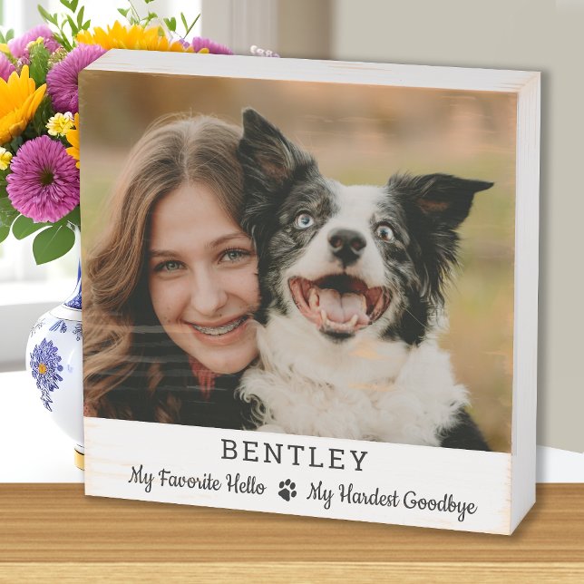 Favorite Hello Custom Dog Photo Pet Memorial Wooden Box Sign (Creator Uploaded)