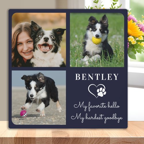 Favorite Hello Custom Pet Dog Memorial 3 Photo Plaque
