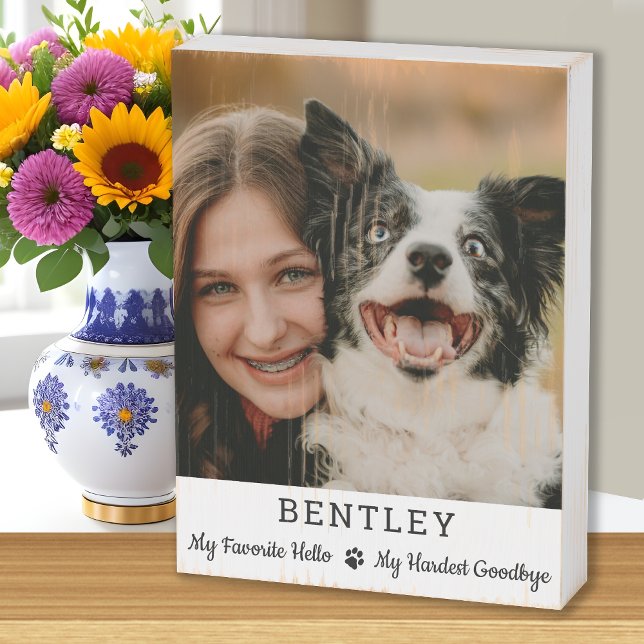 Favorite Hello Custom Photo Pet Dog Memorial Wooden Box Sign (Creator Uploaded)