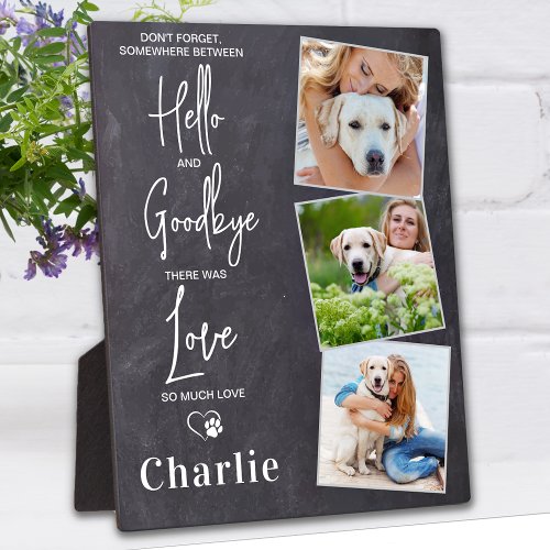 Favorite Hello Customize 3 Photo Pet Dog Memorial Plaque