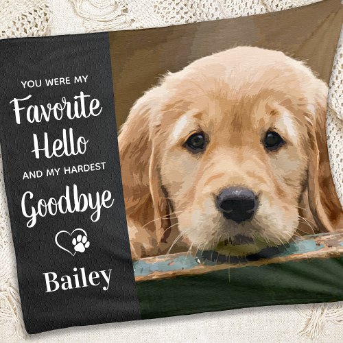 Favorite Hello Dog Sympathy Custom Pet Memorial Fleece Blanket