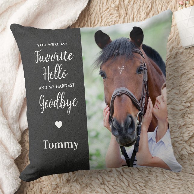 Favorite Hello Hardest Goodbye 2 Photo Memorial Throw Pillow (Creator Uploaded)
