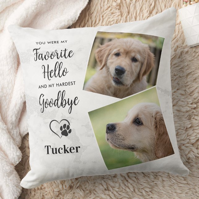 Favorite Hello Hardest Goodbye Custom Pet Memorial Throw Pillow (Creator Uploaded)