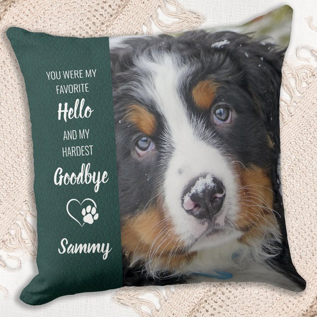 Favorite Hello Hardest Goodbye Custom Pet Memorial Throw Pillow (Creator Uploaded)