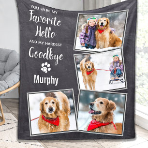 Favorite Hello Hardest Goodbye Pet Dog Memorial Fleece Blanket