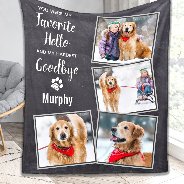 Favorite Hello Hardest Goodbye Pet Dog Memorial Fleece Blanket (Creator Uploaded)