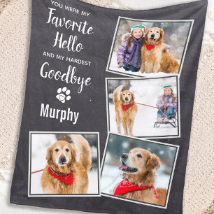 Favorite Hello Hardest Goodbye Pet Dog Memorial Fleece Blanket