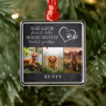 Favorite Hello Hardest Goodbye Pet Memorial  Metal Ornament<br><div class="desc">This modern memorial keepsake is a beautiful way to honor your beloved pet.

The photographs are for illustrative purposes and can be changed to your own.</div>