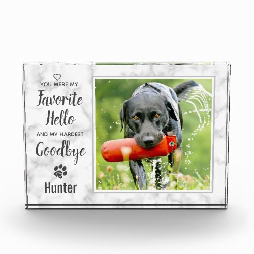 Favorite Hello Hardest Goodbye Pet Memorial Photo Block