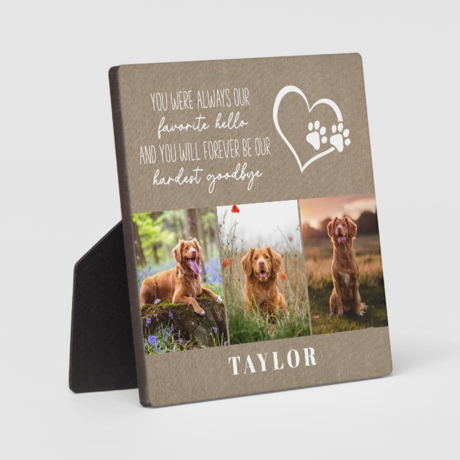 Favorite Hello Hardest Goodbye Pet Memorial Plaque (Front)