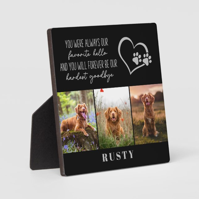Favorite Hello Hardest Goodbye Pet Memorial  Plaque (Front)