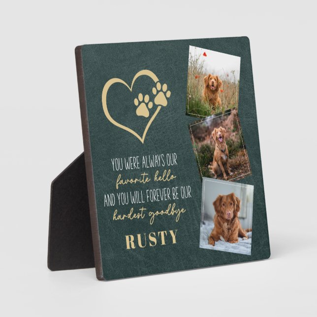 Favorite Hello Hardest Goodbye Pet Memorial Plaque (Front)
