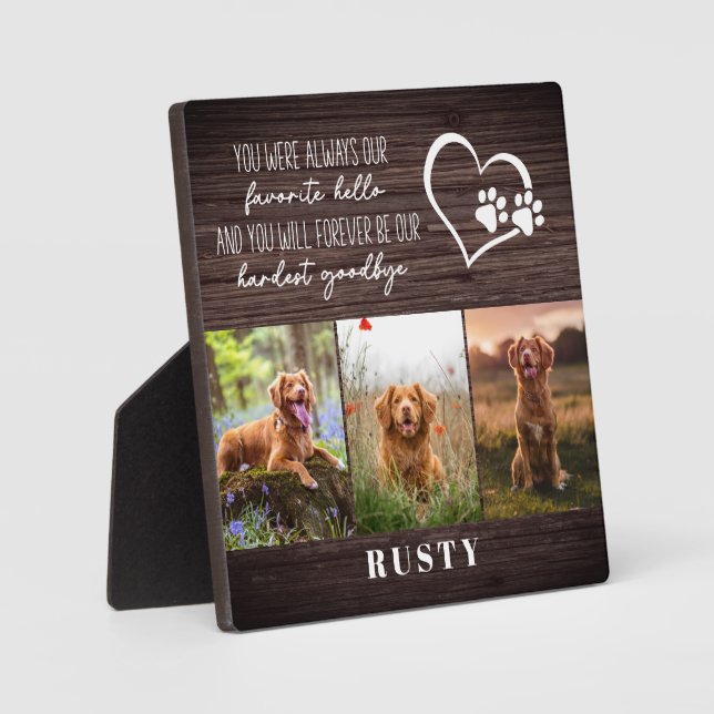 Favorite Hello Hardest Goodbye Pet Memorial Plaque (Front)