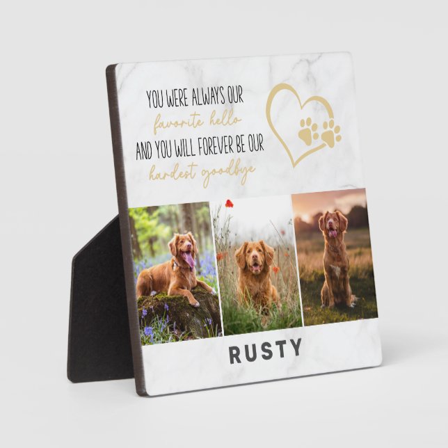 Favorite Hello Hardest Goodbye Pet Memorial  Plaque (Front)