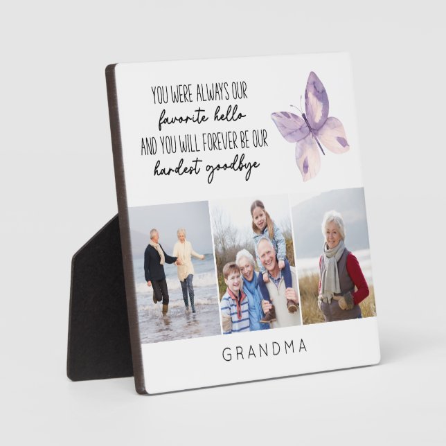 Favorite Hello Hardest Goodbye Photo Memories Plaque (Front)
