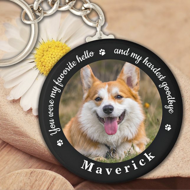 Favorite Hello Hardest Goodbye Photo Pet Memorial Keychain (Creator Uploaded)