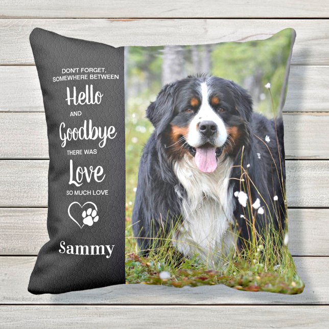 Favorite Hello Hardest Goodbye Photo Pet Memorial Throw Pillow (Creator Uploaded)
