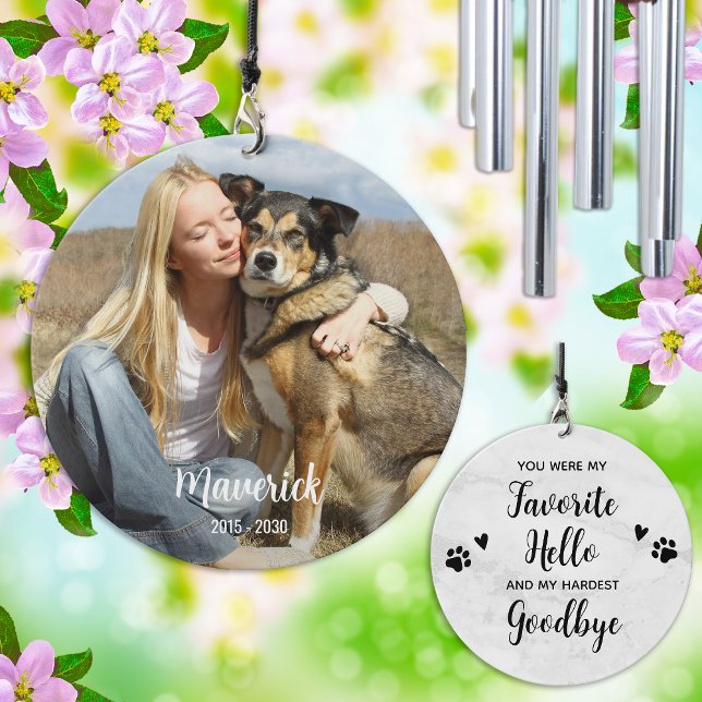 Favorite Hello Hardest Goodbye Photo Pet Memorial Wind Chime (Creator Uploaded)