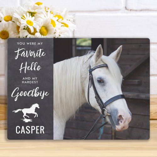 Favorite Hello Horse Custom Photo Pet Memorial Plaque