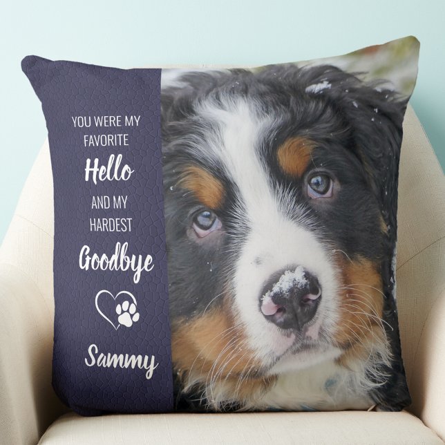Favorite Hello Modern Personalized Pet Memorial Throw Pillow (Creator Uploaded)