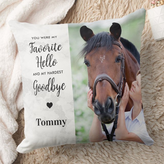 Favorite Hello Personalized 2 Photo Pet Memorial  Throw Pillow (Creator Uploaded)