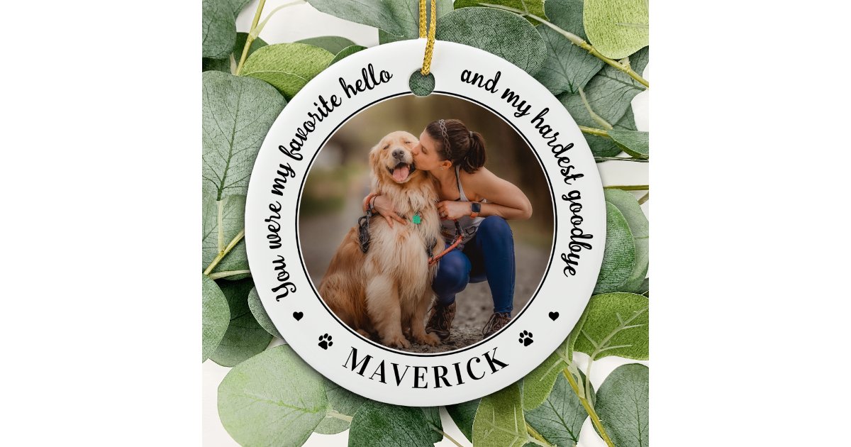 Favorite Hello Personalized Pet Photo Dog Memorial Ceramic Ornament ...