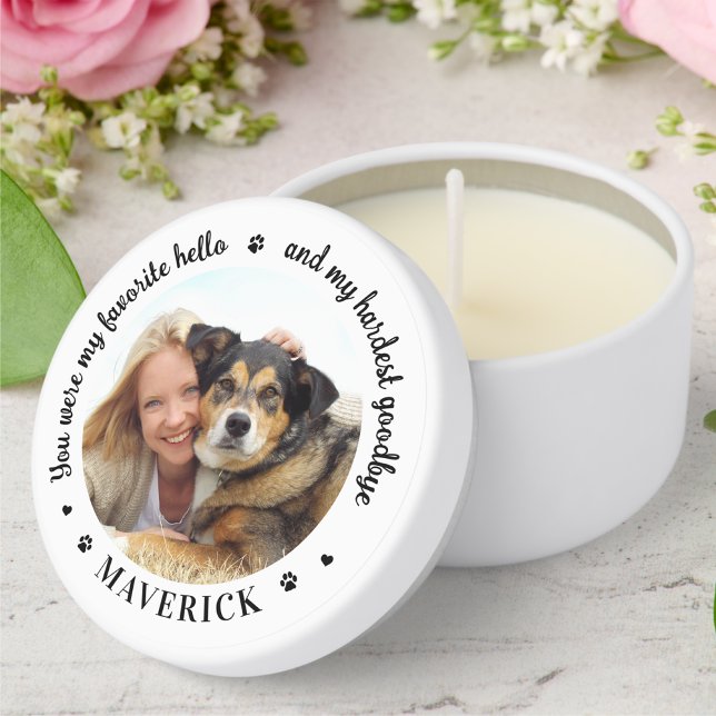 Favorite Hello Personalized Pet Photo Dog Memorial Mini Candle Favors (Creator Uploaded)