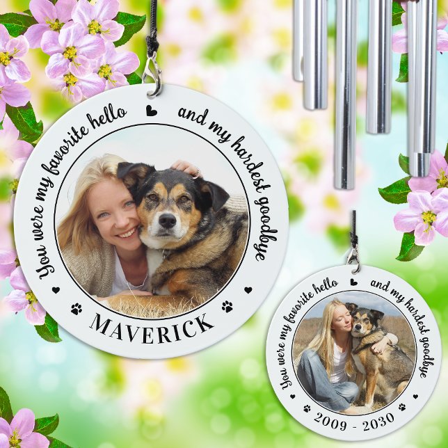 Favorite Hello Personalized Pet Photo Dog Memorial Wind Chime (Creator Uploaded)