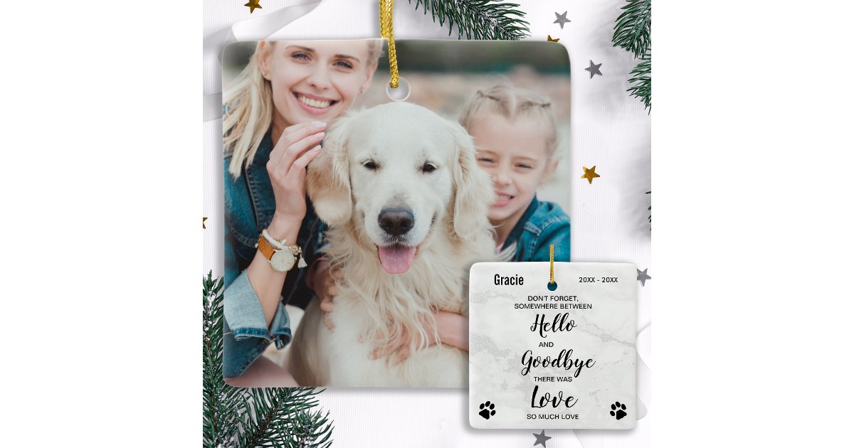 Favorite Hello Personalized Photo Pet Memorial Ceramic Ornament | Zazzle