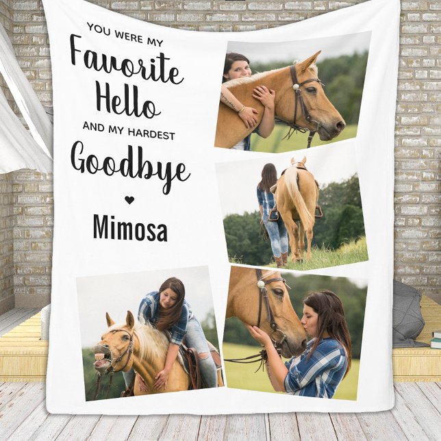 Favorite Hello Pet Memorial Personalize 4 Pictures Fleece Blanket (Creator Uploaded)
