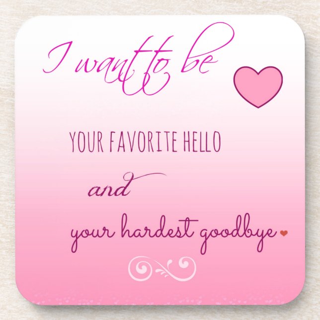 "Favorite Hello" Valentine Cork Coasters (Front)