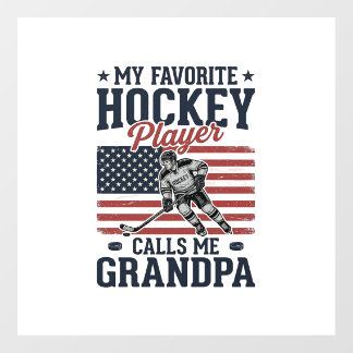 Favorite Hockey Player Calls Me Grandpa Vintage Sh Floor Decals