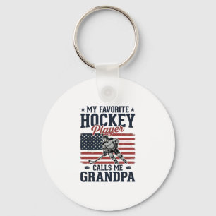 Favorite Hockey Player Calls Me Grandpa Vintage Sh Keychain