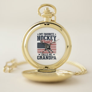 Favorite Hockey Player Calls Me Grandpa Vintage Sh Pocket Watch