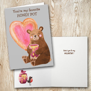 Favorite Honey Pot and Bear Valentine Holiday Card