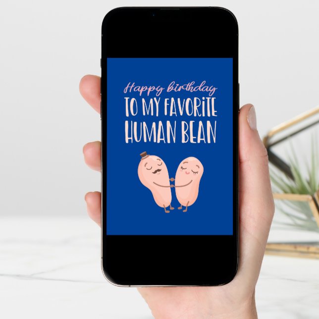 Favorite Human Bean Cute Couple Pun Funny Birthday Card (Front Digital)