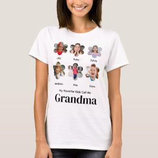 Favorite Kids Call Me Grandma Custom Photo Collage T-Shirt
