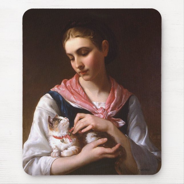 Favorite Kitten (by Émile Munier) Mouse Pad (Front)