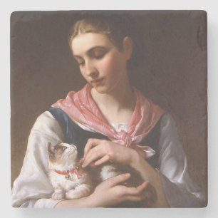 Favorite Kitten (by Émile Munier) Stone Coaster