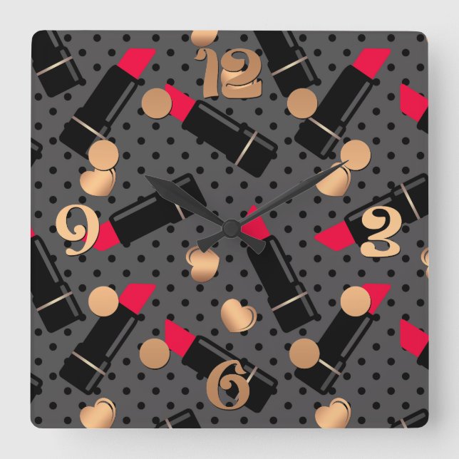 Favorite lipstick square wall clock (Front)