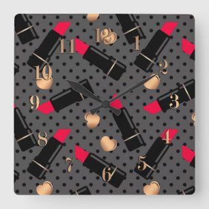 Favorite lipstick square wall clock