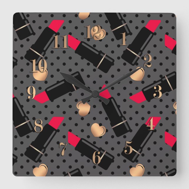 Favorite lipstick square wall clock (Front)