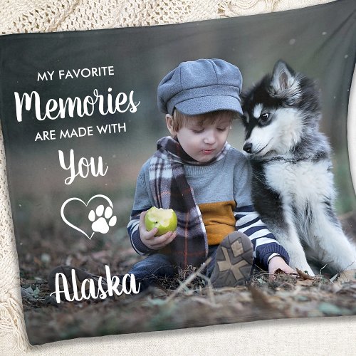 Favorite Memories Custom Pet Dog Memorial Photo Fleece Blanket