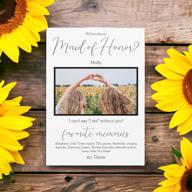 Favorite Memories Maid of Honor Proposal Photo  Invitation (Creator Uploaded)