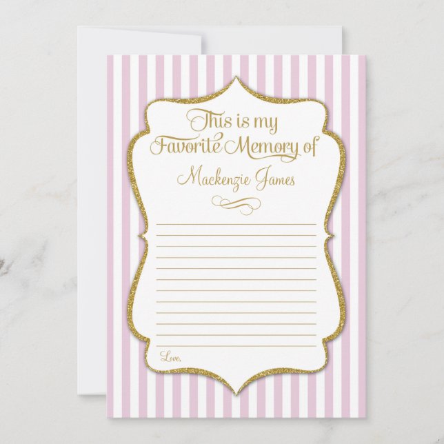 Favorite Memory Card Birthday Memories Pink Gold (Front)