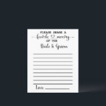 Favorite Memory of Bride Groom Advice Cards<br><div class="desc">Share the favorite memory of the bride and groom in these minimalist advice cards.</div>