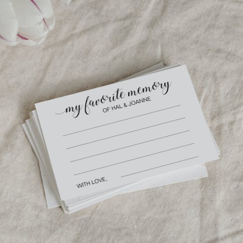 Favorite Memory Of Couple Anniversary Guest Book Advice Card