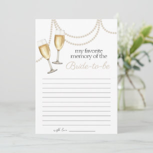 Favorite Memory Pearls Prosecco Bridal game card